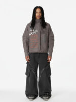 Retro Washed Distressed Deconstructed Patchwork Barrel Jeans - Image 2