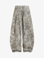 Street Leopard Camouflage Pleated Barrel Jeans - Image 2