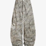 Street Leopard Camouflage Pleated Barrel Jeans