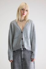 Gakkin boxy cardigan (252 / W / LIGHT GREY) - Image 2