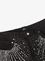 Retro Denim Full Rhinestone Design Baggy Jeans - Image 3